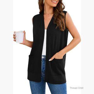 Soft Knit Sleeveless Cardigan Vest with Pockets Regular Fit
